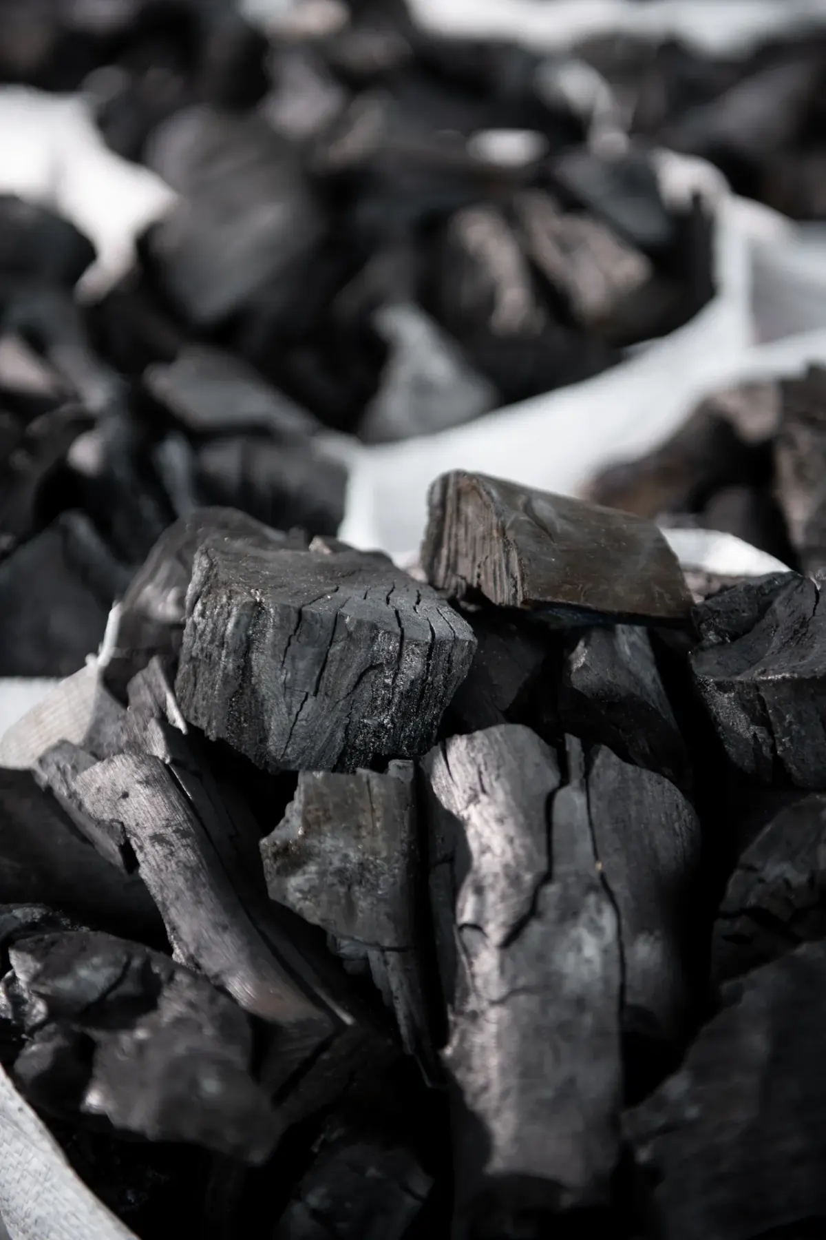 Hardwood lump charcoal macro