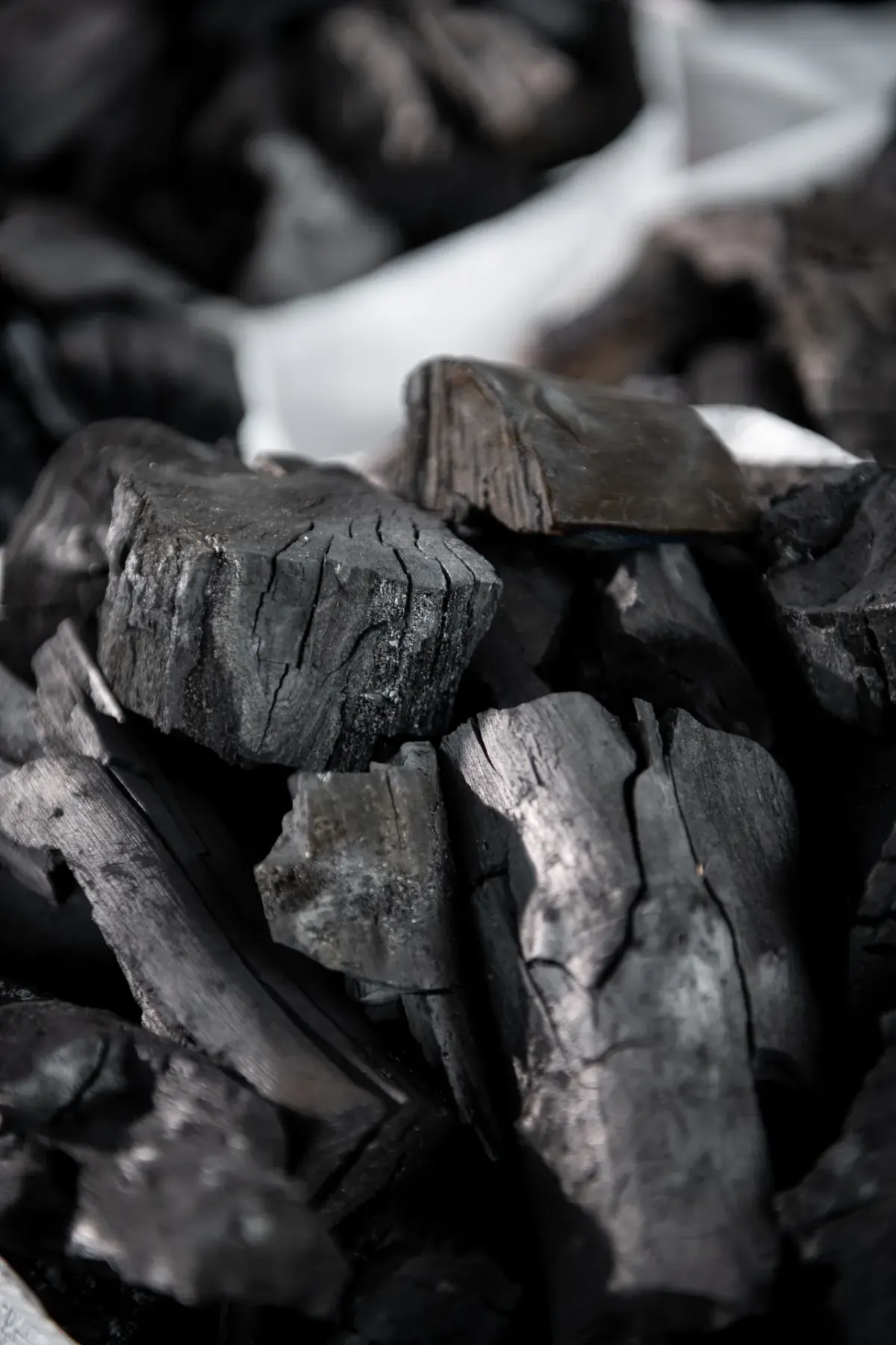 Close-up of graded lump charcoal