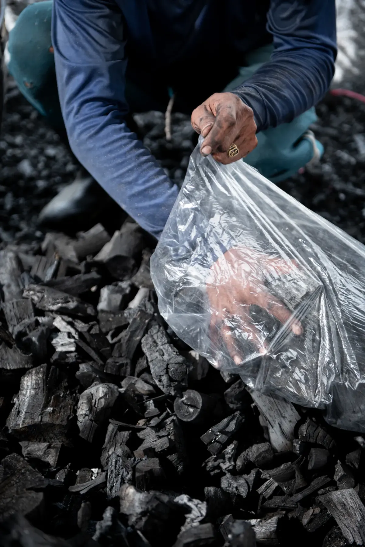 Charcoal packed by hand for dispatch