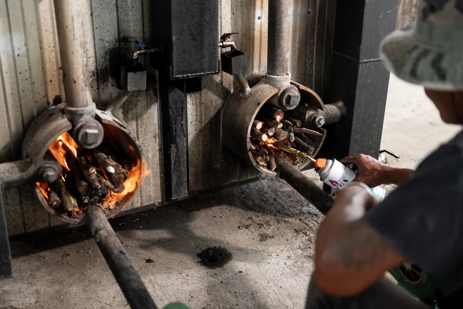 Kilns firing on the production floor